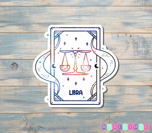 Libra Zodiac Tarot Card Sticker |Sticker or Magnet