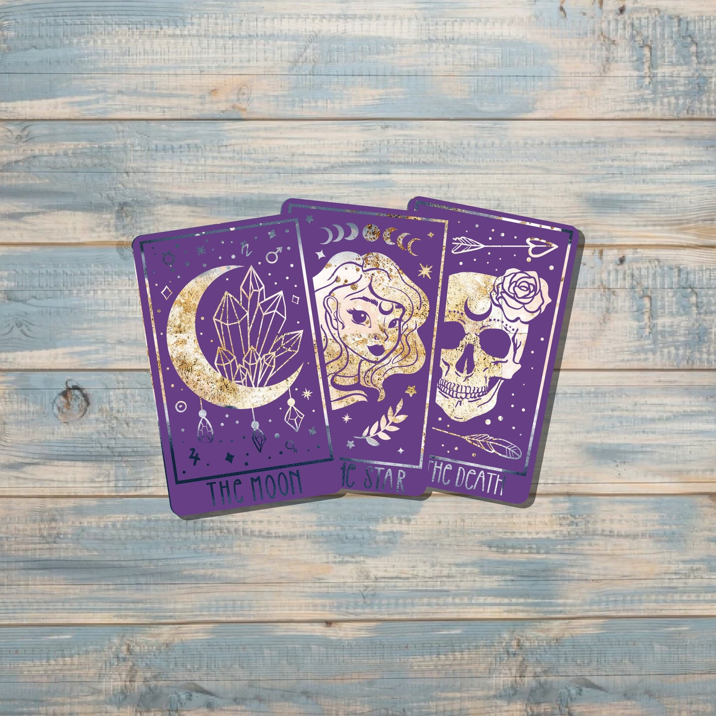 Tarot Cards Sticker, Purple and Gold, Graphic Art Sticker, Vinyl, Boho Hippie |Sticker or Magnet