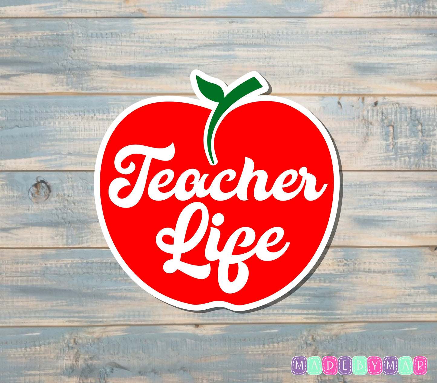 Teacher Life Red Apple Sticker |Sticker or Magnet