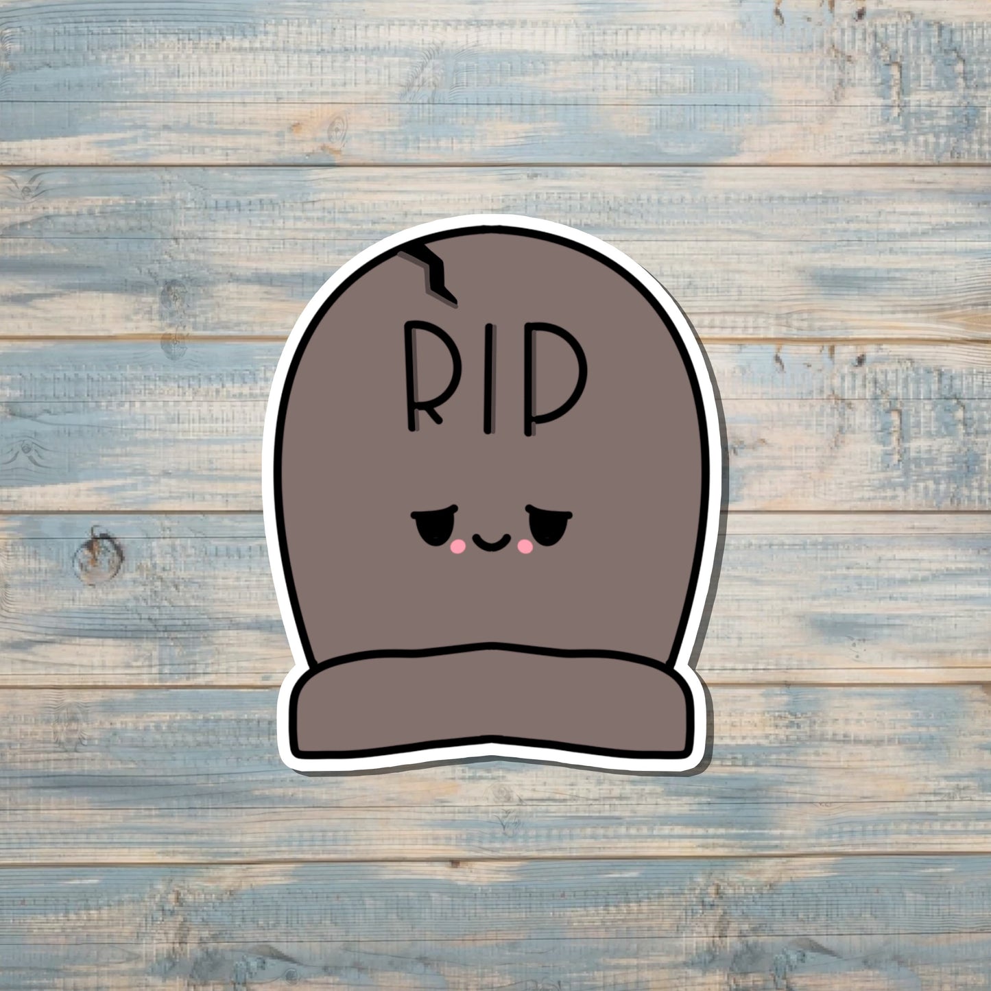 Kawaii Sad Tombstone RIP, Die Cut Sticker, Graphic Art Vinyl, , Boho Fun |Sticker or Magnet