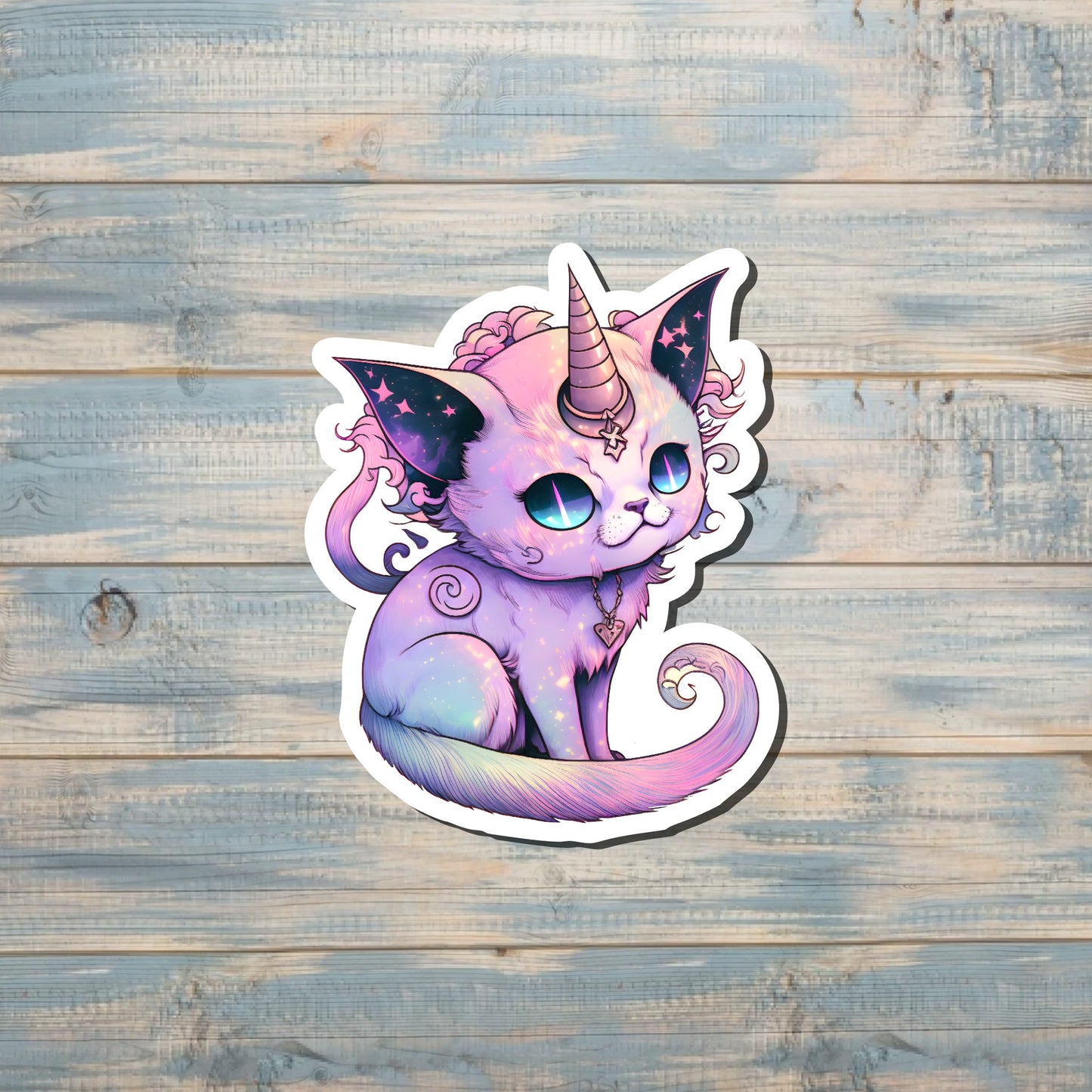 Fantasy Unicorn Cat | Sticker or Magnet | Cat Mom