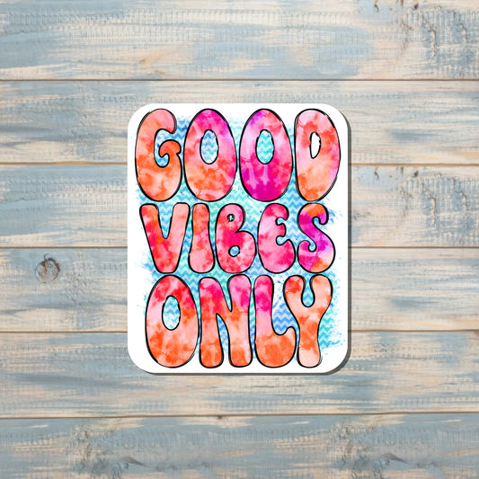 Groovy Good Vibes Only, Die Cut Sticker, Graphic Art Sticker, Vinyl, , Inspire Motivate |Sticker or Magnet