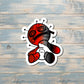 Red and Black Voodoo Doll, Die Cut Vinyl Sticker, , Boho Fun, Water Resistant |Sticker or Magnet