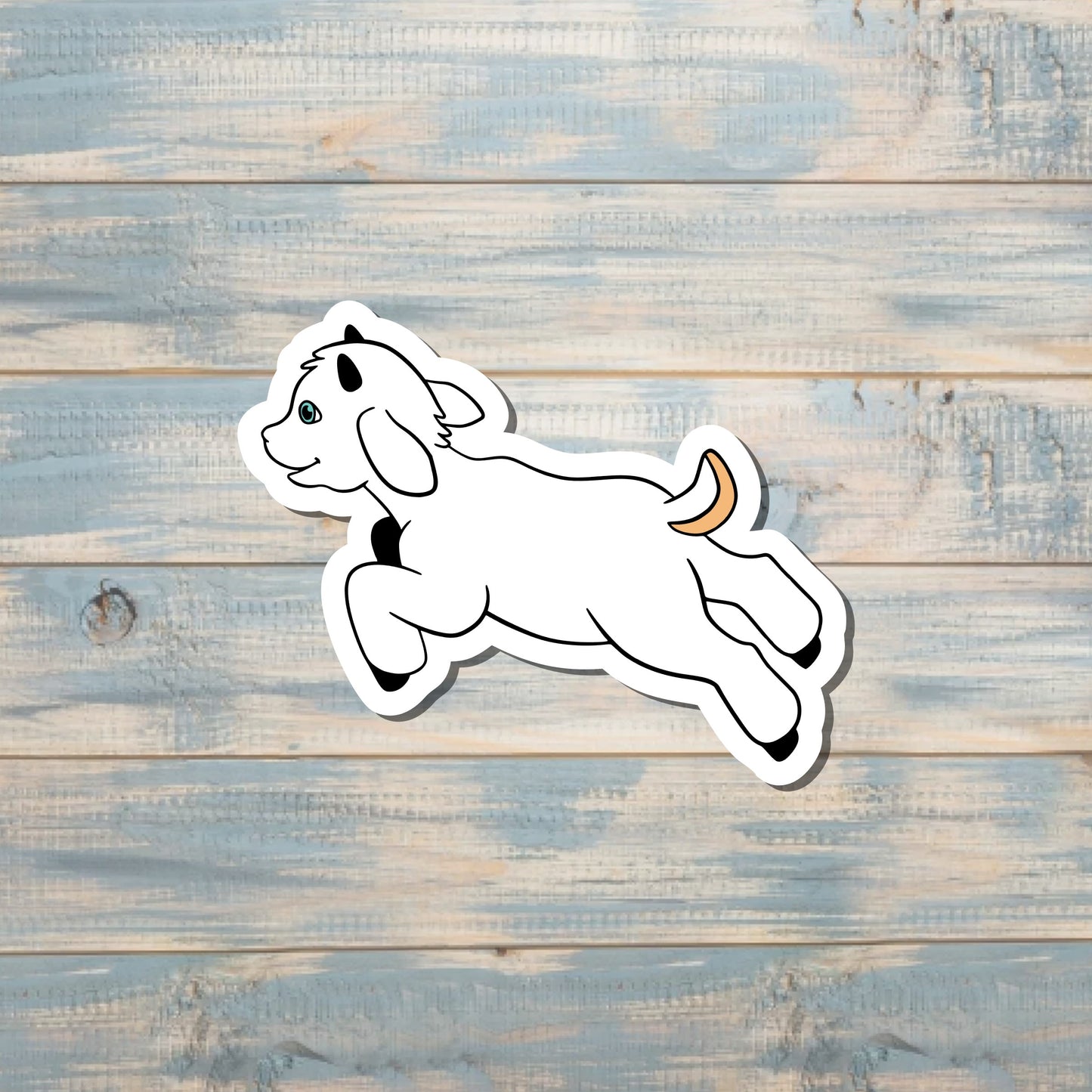 Jumping Baby Goat, Die Cut Sticker, Graphic Art Vinyl, , Boho Fun |Sticker or Magnet