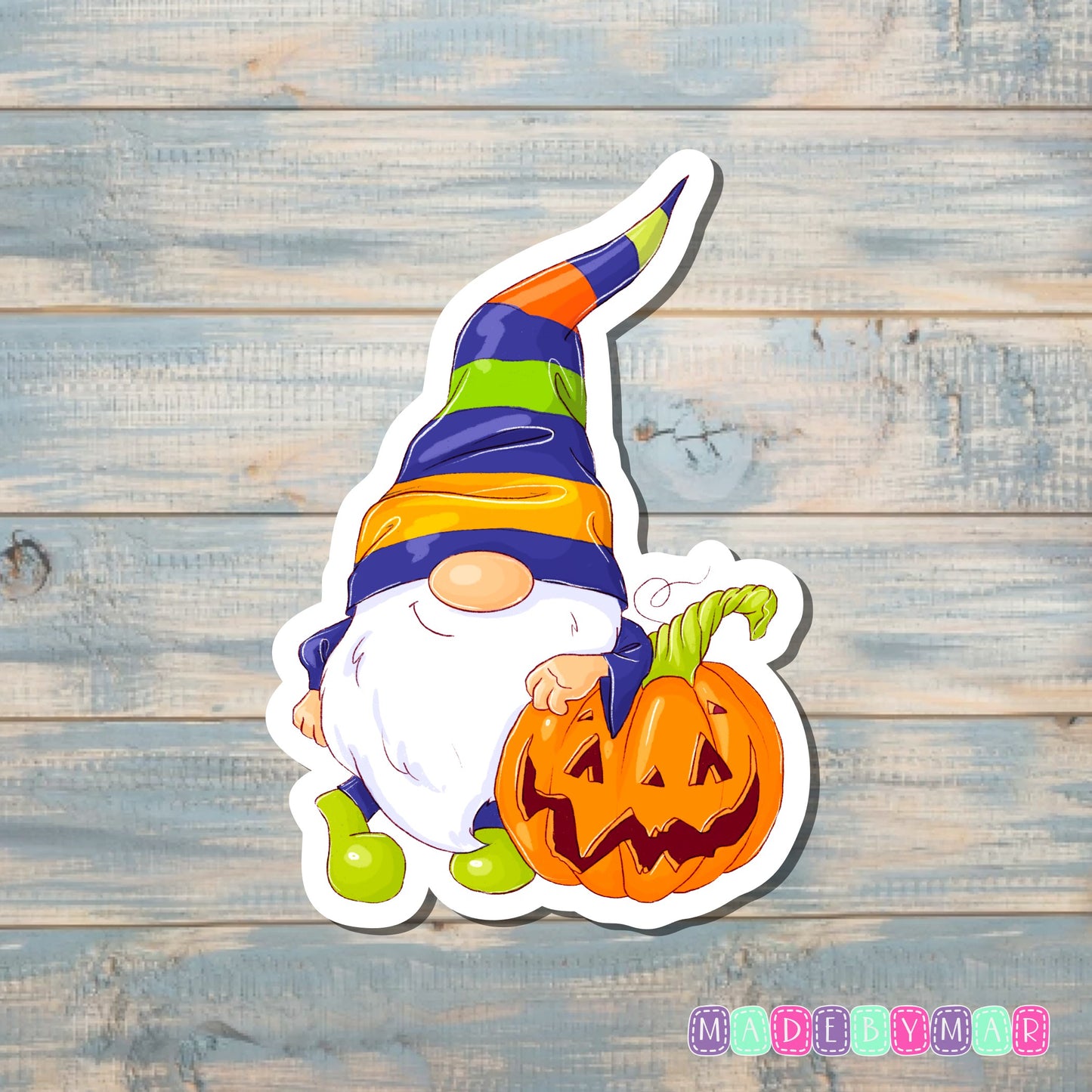 Gnome with Pumpkin Sticker |Sticker or Magnet